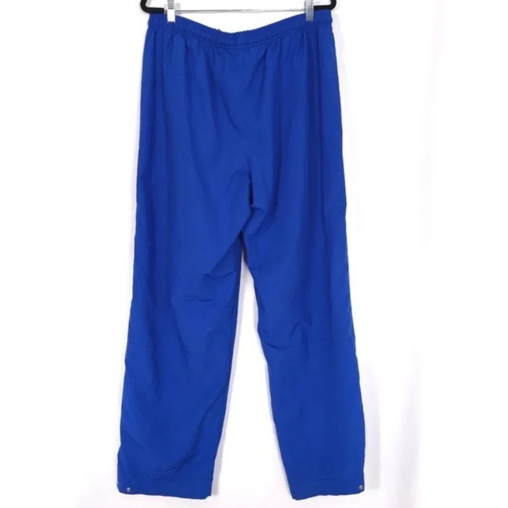 NIKE TEAM Vintage Track Pants XL Blue Ankle Zip‎ Snap White Stripe 90's Straight